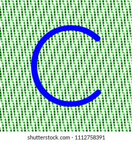 letter C in bright blue color, intense on green texture with woven appearance in editable vector