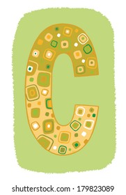 The letter C. Bright floral element of colorful alphabet made 