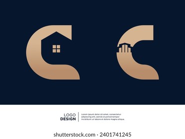 Colección de diseños de logotipo de construcción de letras C.