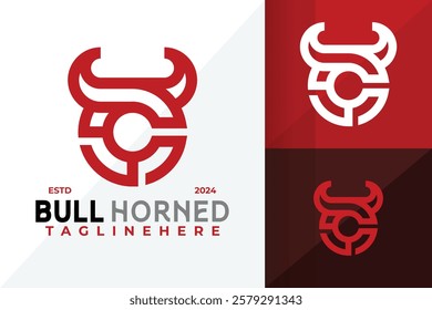Letter C Bull Horned Logo Icon Vector Design Illustration
