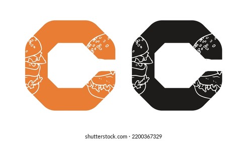 C Burger Logo Vektor Symbol Vorlage. Burger Logo-Vektorgrafik. Logo für Lebensmittel