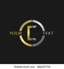 Letter C Business round logo with golden and silver elements for your company brand