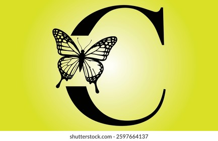 Letter C with butterfly logo design template