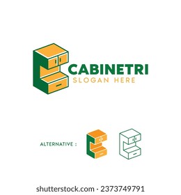 Diseño de vectores con logotipo de gabinete de letras C