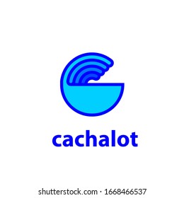 The letter C - cachalot vector logotype symbol