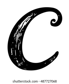Letter C. Calligraphy alphabet typeset lettering. Hand drawn alphabet. Capital and lower-case letters. Copy-book hand font. Hand drawn sketch of ABC letters in old fashion vintage style. 