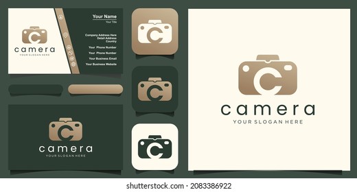 letter C camera logo. camera photography logo with letter C icon vector template