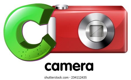 A letter C for camera on a white background 