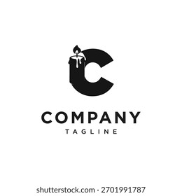 Letter C Candle Logo Icon Vector