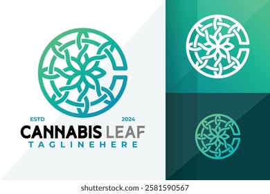 Letter C Cannabis Leaf Logo Icon Vector Design Illustration