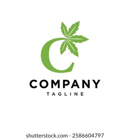 Letter C Cannabis Logo Icon Vector