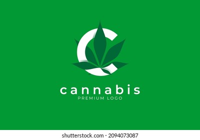 letter C cannabis Logo. Usable for brand and business Logos. Flat Design Logo Template. vector illustration