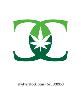 letter C and cannabis logo vector logo