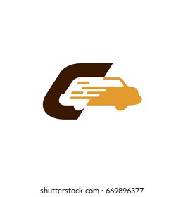 Letter C With Car Initial Logo Template