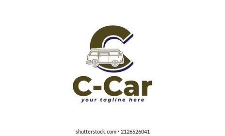 Buchstaben c und Logo des Autos. Vektorgrafik