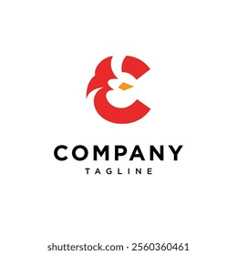 Letter C Cardinal Bird Logo Icon Vector