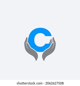 Letter C Caring Hands Logo Design