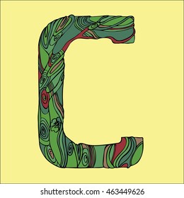 Letter C. Cartoon abstract alphabet. Font type. Vector stock illustration. 
