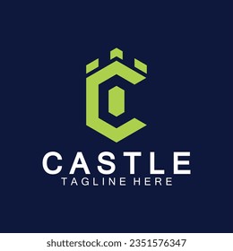 Letter c castle logo icon design template