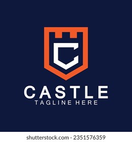 Letter c castle logo icon design template