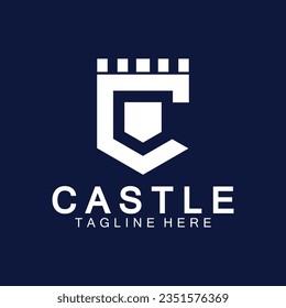 Letter c castle logo icon design template