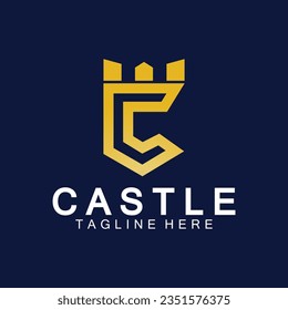 Letter c castle logo icon design template