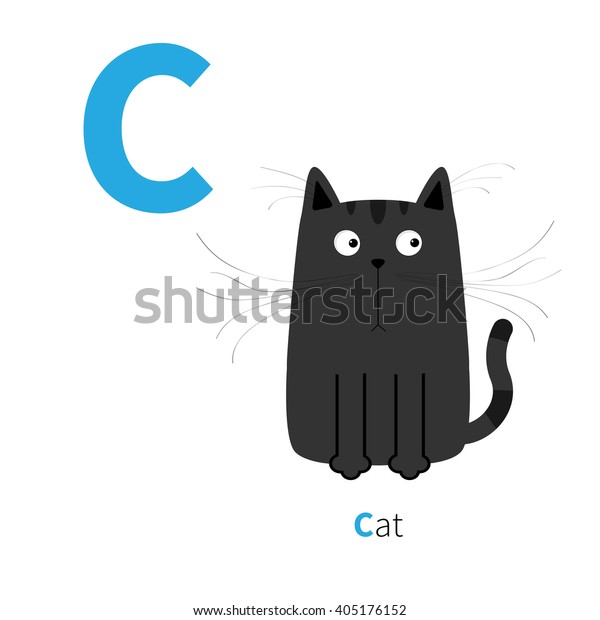 Letter C Cat Black English Abc Animals Wildlife Education Stock