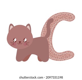 letter C with cat isolated icon