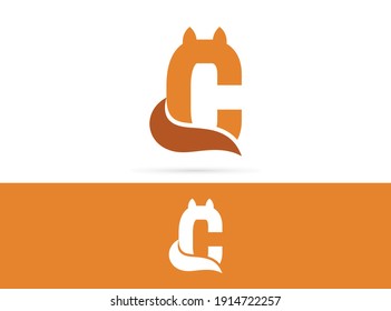 Letter C cat logo design. Vector combination of animals and letter