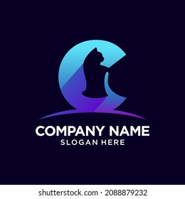 Letter C Cat Logo Design Template Inspiration, Vector Illustration.