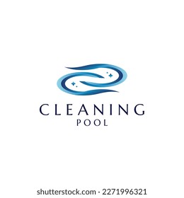 Carta C o logotipo de la Piscina de Limpieza CC con piscina, sencilla y moderna.