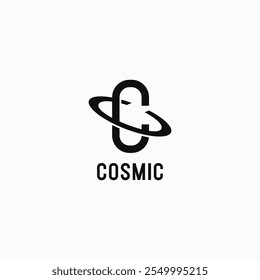 Letter C or CC cosmic planet logo design concept. CC monogram with orbit symbol