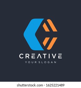 Letter C CC Logo with hexagon concept. Template Illustration Business Company Vector Logo Design. - vector