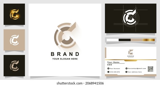 Plantilla de logotipo de monograma de letra c o cc con diseño de tarjeta de visita