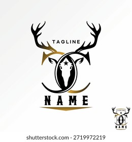 Letter C or CC skull deer head horns mascot animal adventure to sport hunting logo design graphic concept creative premium vector stock image top sell