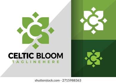 Buchstabe C keltisches Bloom Leaf Logo Logos Design Element Stock-Vektorgrafik