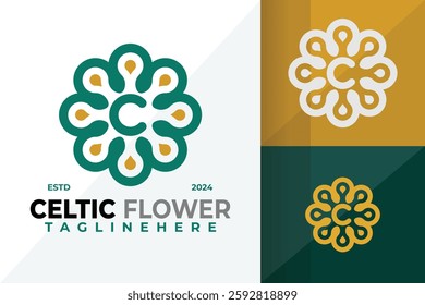 Letter C Celtic Flower Symbol Logo Icon Vector Design Illustration