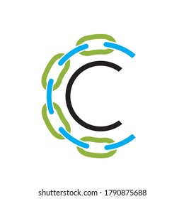  letter c chain links icon isolated on white