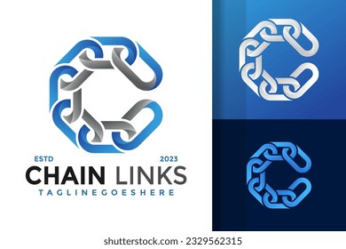 Letter C Chain Links logo design vector symbol icon illustration