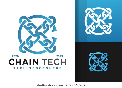Letter C Chain Technology logo design vector symbol icon illustration