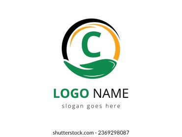 Letra C Con Plantilla De Logotipo De Caridad.