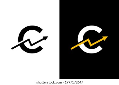 Letter C with chart arrow up concept. Very suitable in various business purposes, also for icon, symbol, logo name and many more.