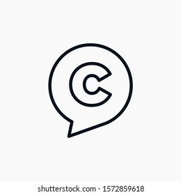 letter C chat with bubble line logo. talk logo vector modern illustration graphic abstract template. minimalist Chat concept Logo Template. Communication icon vector, social media icon - VECTOR