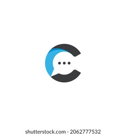 Letter C chat communication logo design vector