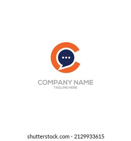 Elemento vector de diseño de logotipo de comunicación de chat de carta C.