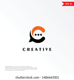 Letter C chat logo design. Creative minimalism logotype icon symbol. eps10