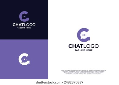 Diseño del logotipo del chat de la letra C con la flecha, concepto del crecimiento