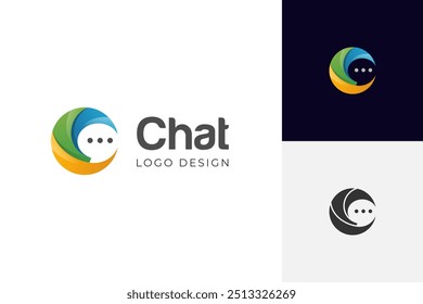 letra C diseño de logotipo de chat para el logotipo de comunicación, formas burbuja de chat colorido idea gráfica Plantilla de Vector