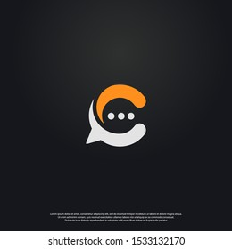 Letter C chat modern Logo icon monogram design. Vector graphic design template element. black background.