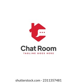 Letter C chat room logo with negative space style.